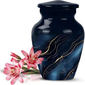 Urna de aluminio personalizada pintada a mano para cenizas humanas Urna conmemorativa con diseño artístico para funerales humanos - Product Image 4