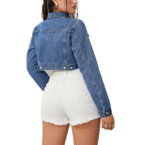 Nueva moda precio barato mujeres Chaquetas cortas de mezclilla venta directa de fábrica mejor precio mujeres chaquetas de mezclilla recortadas para la venta - Product Image 2