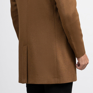 Wholesale Customizable 100% Long Men's Woolen Smart Fit <b>Coat</b> High Quality Real Fox <b>Fur</b> <b>Trim</b> Turn-down Collar in Light <b>Brown</b> - Product Image 6