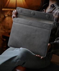 Housse pour ordinateur portable en cuir pleine fleur de qualité supérieure Protection intérieure souple pour les hommes d'affaires de bureau Utilisation d'étude de voyage - Product Image 3