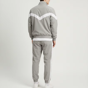 Survêtements en coton personnalisés pour hommes OEM, coupe-vent bicolore, ensemble de sport 2 pièces, jogging unisexe à fermeture éclair, survêtements streetwear pour hommes - Product Image 2