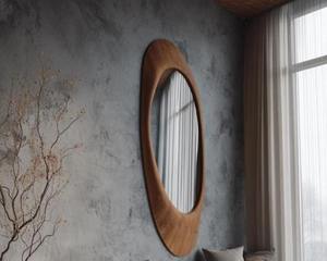 Miroir mural en bois de noyer massif fait à la main, écologique, léger, design Art Déco, forme compacte, prix abordable - Product Image 4