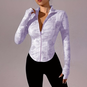 Women's Seamless Yoga <b>Jacket</b> Tops Gym Fitness <b>Workout</b> Sports Shirts Skinny Midweight Spandex/Nylon Elastic Waist Long Sleeve - Product Image 1