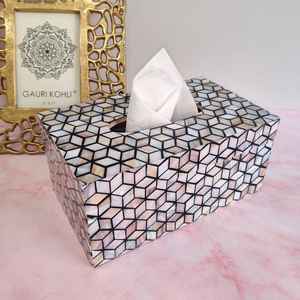 Caja de Pañuelos Clásica con Incrustaciones de Hueso y Resina MOP, Duradera, Color y Tamaño Personalizables, Excelente Relación Calidad-Precio, para Uso en Hogar/Hotel/Restaurante, AL WAHAB - Product Image 2