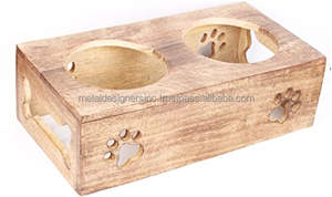 Comedero elevado de madera para mascotas con 2 cuencos de acero inoxidable Comederos de plato doble para comer conveniente para mascotas - Product Image 6