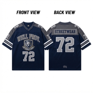 เสื้อฟุตบอลแบบแห้งเร็ว ระบายอากาศได้ดี เป็นมิตรกับสิ่งแวดล้อม พิมพ์ลายดิจิตอลตามสั่ง คอวี แขนเสื้อแบบมีแถบ  ทรงโอเวอร์ไซส์ ผลิตจากผ้าโพลีเอสเตอร์ตาข่าย สำหรับทั้งชายและหญิง - Product Image 6