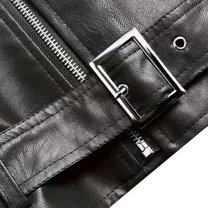 Chaquetas de Cuero para Hombre, Diseño Moderno, Otoño Invierno, Color Sólido, Cierre de Cremallera, Chaqueta de Cuero Sintético de Piel de Oveja para Hombre - Product Image 6