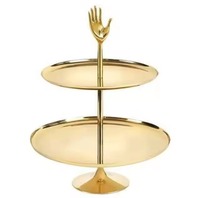 Promotion d'usine de plateau et de plateau de service en métal à deux niveaux de style vintage pour des décors de salle à manger luxueux et élégants