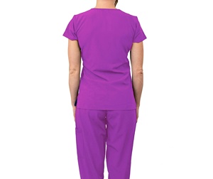 Ensemble de blouses et pantalons de travail professionnels de qualité supérieure, col en V, fermeture éclair, pour infirmières et personnel médical. - Product Image 2