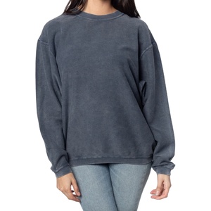 Sweat-shirts pour femmes 100% coton, coupe oversize, effet délavé, col rond côtelé, grandes tailles, MADE BY HS 2026 - Product Image 1