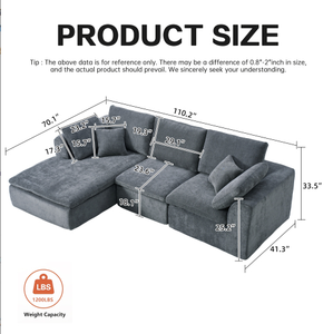 2025 Most Selling Ecommerce Dropshipping Products Modern L-Shape Sectional Compress Sofa Chaise Fabric Sponge Apartment Villa - Product Image 6