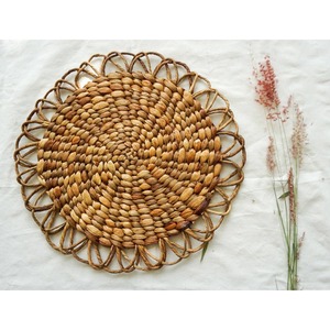 Lujosos manteles individuales redondos de jacinto de agua Natural, mantel de mesa para servir de paja para cocina, uso decorativo para el hogar - Product Image 1