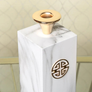 Bougeoir en marbre de luxe Base en métal doré bougeoir conique décoratif pour la décoration intérieure Table de mariage pièce maîtresse cadeaux - Product Image 4