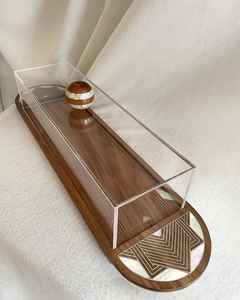 Caja de acrílico exclusiva para dulces, tapa de madera Natural, acabado de laca con incrustaciones de perlas Madre, almacenamiento de alimentos para regalos de Ramadán Eid, venta al por mayor - Product Image 3