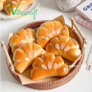 L'ensemble comprend 3 plateaux en rotin de différentes tailles Plateau en rotin rond avec poignée Plateau en rotin de service Convient pour la décoration des aliments - Product Image 2