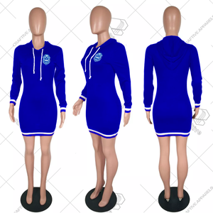 Venta al por mayor Zeta Phi Beta Midi Jersey Vestido acanalado Sudadera con capucha larga Bordado personalizado - Product Image 1