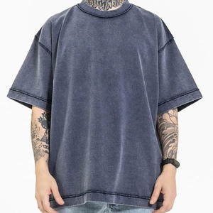 เสื้อยืดซักได้สำหรับผู้ชายผ้าถักฟอกสีผ้าฝ้าย100% วินเทจพิมพ์ลายซักได้ตามต้องการ - Product Image 3