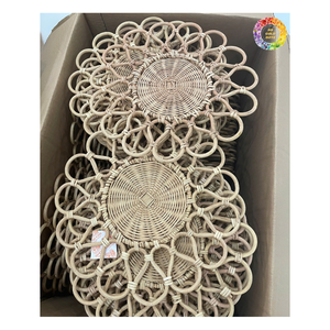 Rattan <b>Placemat</b> for Wedding & Home, Handcrafted Tabletop Decor Mat, Natural Charger Plate, Woven Natural Flower Rattan <b>Placemat</b> - Product Image 1