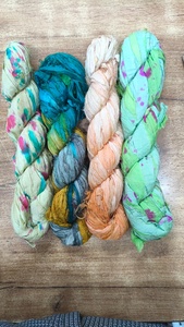 Custom made Eco friendly tied dyed sari silk ribbons vibrant recycled for crafts gift wrap weaving or boho inspired creations. - Product Image 5