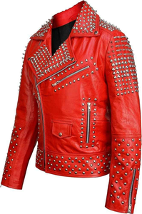Customized Studded Leather <b>Jacket</b> Spikes Embroidery Patches Punk Vintage Leather <b>Jacket</b> <b>Silver</b> Spiked Studded Cowhide <b>Jacket</b> - Product Image 2