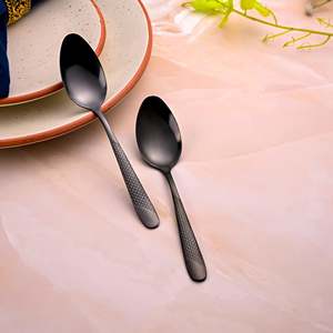 Matte Black Stainless Steel <b>Tea</b> Spoons <b>Set</b> of 2 for Coffee & <b>Tea</b> Tools - Product Image 1