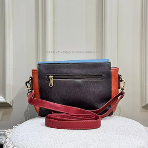 Sac à bandoulière en cuir recyclé occidental pour femmes élégantes Sac à bandoulière à fermeture éclair doublé en nylon multicolore unique Vente à chaud - Product Image 5