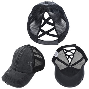 Chapeau de baseball en denim de coton lavé pour femmes Casquettes à dos en maille Style vintage sportif - Product Image 5