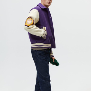 Wholesale Custom Woolen Leather Varsity Jackets <b>Stand</b> Winter High Street <b>Work</b> Style Chenille Embroidery Heated Features Men's - Product Image 3