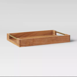 ถาดเสิร์ฟ ร้านอาหาร โรงแรมสั่งทํา เสิร์ฟถาดตกแต่ง ไม้ใหญ่ขอบเปลือก ถาดเสิร์ฟพร้อมที่จับโลหะ - Product Image 2