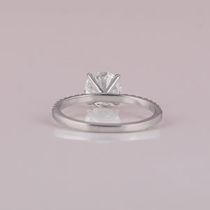 Anillo de compromiso de estilo clásico de lujo chapado en oro blanco sólido de 18 quilates corte de diamante cultivado en laboratorio pavé ajuste IGI certificado perfecto para mujer - Product Image 3