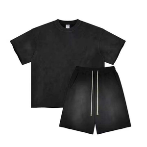 Ensemble short et t-shirt pour homme, lavage à l'acide personnalisé et teinture pigmentée, respirant, été, deux pièces, streetwear vintage, tenue de haute qualité - Product Image 6