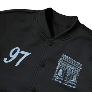 Automne hiver hommes à la mode rétro Baseball veste simple boutonnage Patchwork Design Logo américain brodé laine Hip Hop - Product Image 4