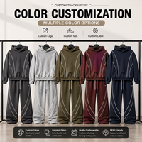 Fabricant de survêtements personnalisés IKDEER, ensemble de pantalons de survêtement et de sweats à capuche noirs à coutures contrastées, style streetwear, ensemble de jogging