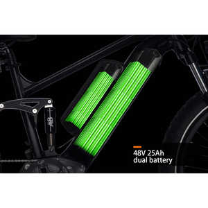 Bicicleta Eléctrica HAOQI Cheetah con Suspensión Completa - Batería Certificada de 16Ah+9Ah Verde Ejército/Negro Obsidiana - Product Image 2