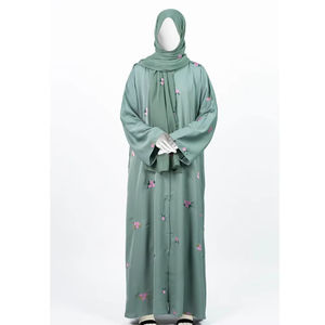 Abaya musulmane droite de type le plus récent, prix de gros, modeste, pour femme, 2 pièces, 100% soie de chiffon, fabriquée au Pakistan - Product Image 2