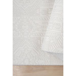 Ensemble de tapis de salon Konfor Elex 5203, tapis moderne en polyester tissé blanc à franges droites - Product Image 3