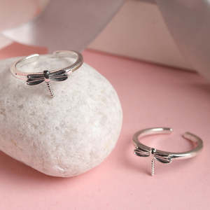 NOVAMART Fine 925 Sterling Silver Butterfly Toe <b>Rings</b> Pair with Diamond and Zircon for Engagement Wedding Wholesale Export - Product Image 2