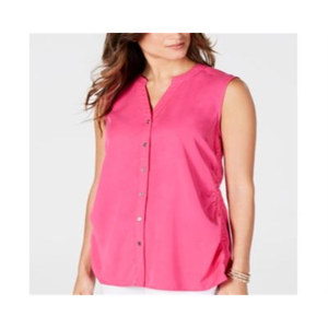 Top Senza Maniche da Donna Style & Co, Rosa, Taglia Petite M, con Laccetti Laterali e Decorazione a Bottoni in Tessuto Intrecciato - Product Image 1