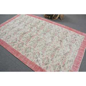 Vintage 5.2x8.5 ft Rug, Turkish Rug, <b>Red</b> Striped Rug <b>Wool</b> - Product Image 4