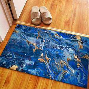 Printed <b>Rug</b>: Modern, Shimmery, Blue Marble Design,<b>Chenille</b> <b>Rug</b> - Product Image 5