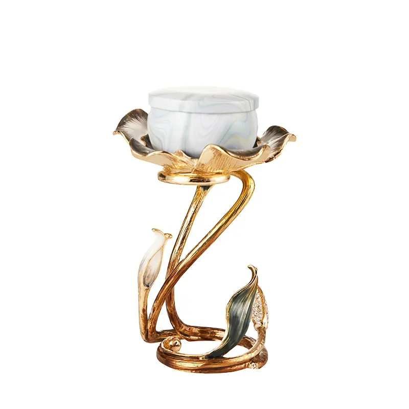 Tarro de velas perfumadas de cera de soja de lujo con tapa, candelabros de metal, juegos de regalo de etiqueta privada