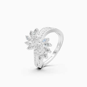 Bague de Cadeau avec Diamant de Laboratoire, Sertie de Pierres en Pavé Floral Marquise, 0,67 Ct |   En or jaune, blanc et rose 9 carats - Product Image 2