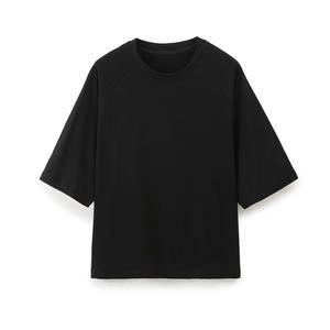 Nouvelle collection printemps/été T-shirt à manches courtes ample transfrontalier pour hommes/femmes Simple solide noir couleur coton matériel - Product Image 4