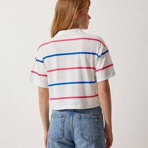 Nouveau T-shirt Polo Rayé Décontracté en Coton à Manches Courtes pour Femme 2026 – Col Revers, Coupe Courte, Ample, Idéal Été – Vente en Gros - Product Image 6