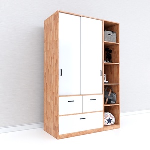 Modern Convertible <b>Folding</b> <b>Wardrobe</b> Module Natural Rubber Wood Flat Pack Home Furniture for Bedroom Light Feature TQA68040 - Product Image 4