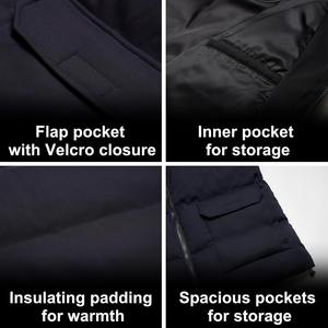 Chaqueta acolchada con capucha recubierta para exteriores para hombres impermeable a prueba de viento con proveedor de bolsillo frontal - Product Image 4