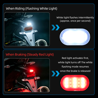 Feu arrière LED pour moto, DRL blanc et rouge, 15SMD, super lumineux, feu stop, clignotant arrière, lampe d'avertissement clignotante