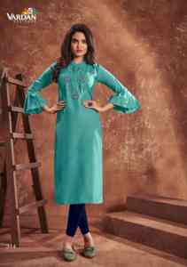 Hermosa diseñadora Kurti con trabajo de bordado pesado - Product Image 5