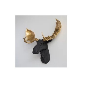 Decoración de pared con cabeza de ciervo de madera, escultura rústica hecha a mano de animal para decoración de sala de estar, escultura de cabeza de toro - Product Image 3