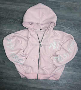 Multi Color Hommes Vintage Personnalisé Distressed Brodé Hoodies Hommes Zip Up Hoodie Full Sleeve Hoodie - Product Image 3